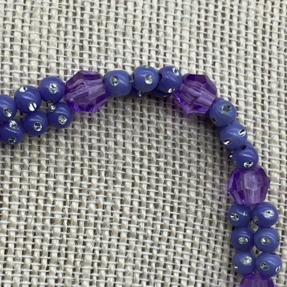 Hummingbird Toggle Bracelet 8 In Purple Silver Flowers Sparkle Faceted Retro - Picture 3 of 11